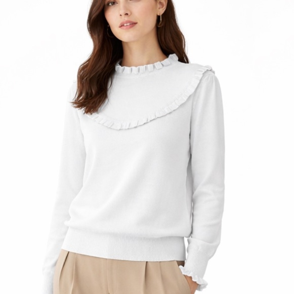 New Ruffle Trim Sweater FRENCH CONNECTION